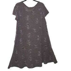 POOF! Dress Mini Thrashed Grunge Goth Distressed Destroyed Punk Womens XL Gray